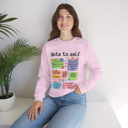 Sweatshirt Note to Self Mental Health Unisex Heavy Blend™ Crewneck